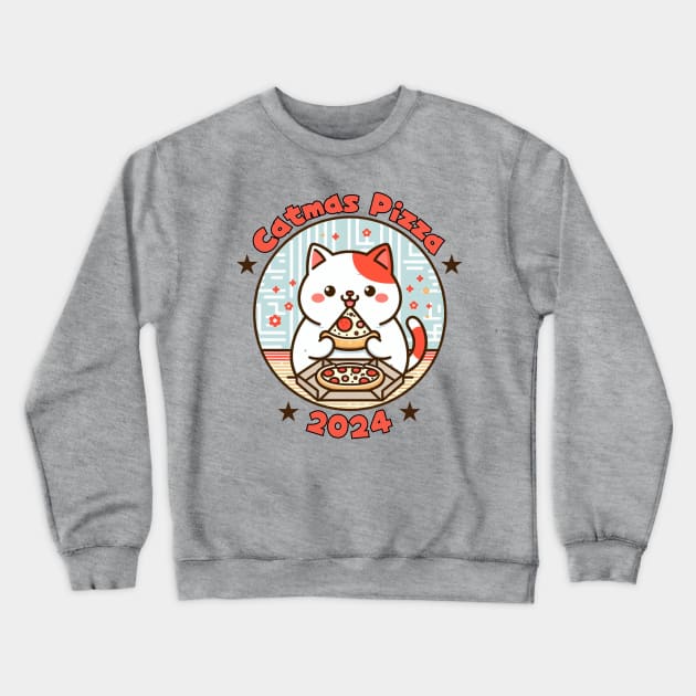 Catmas Pizza 2024 Crewneck Sweatshirt by Japanese Fever